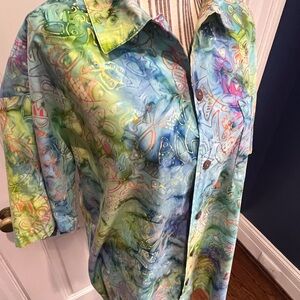 Colorful vintage max boxxer fish button up shirt large short sleeve T302